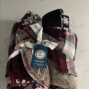 Life Is Good Red and Black Sherpa Blanket